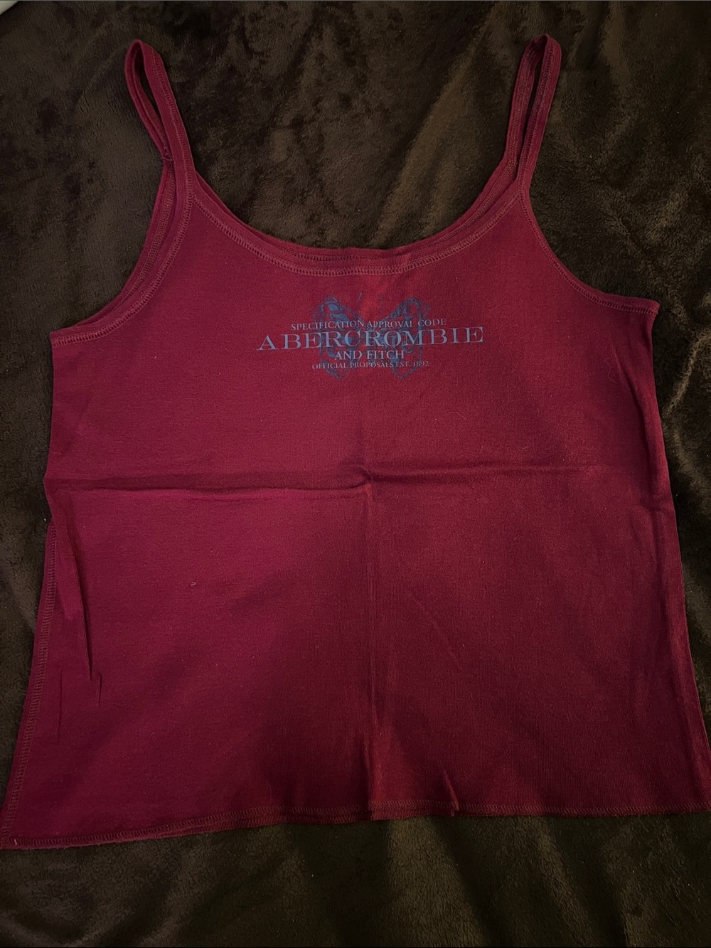 Abercrombie & Fitch Maroon Red Logo Camisole Tank Butterfly Design